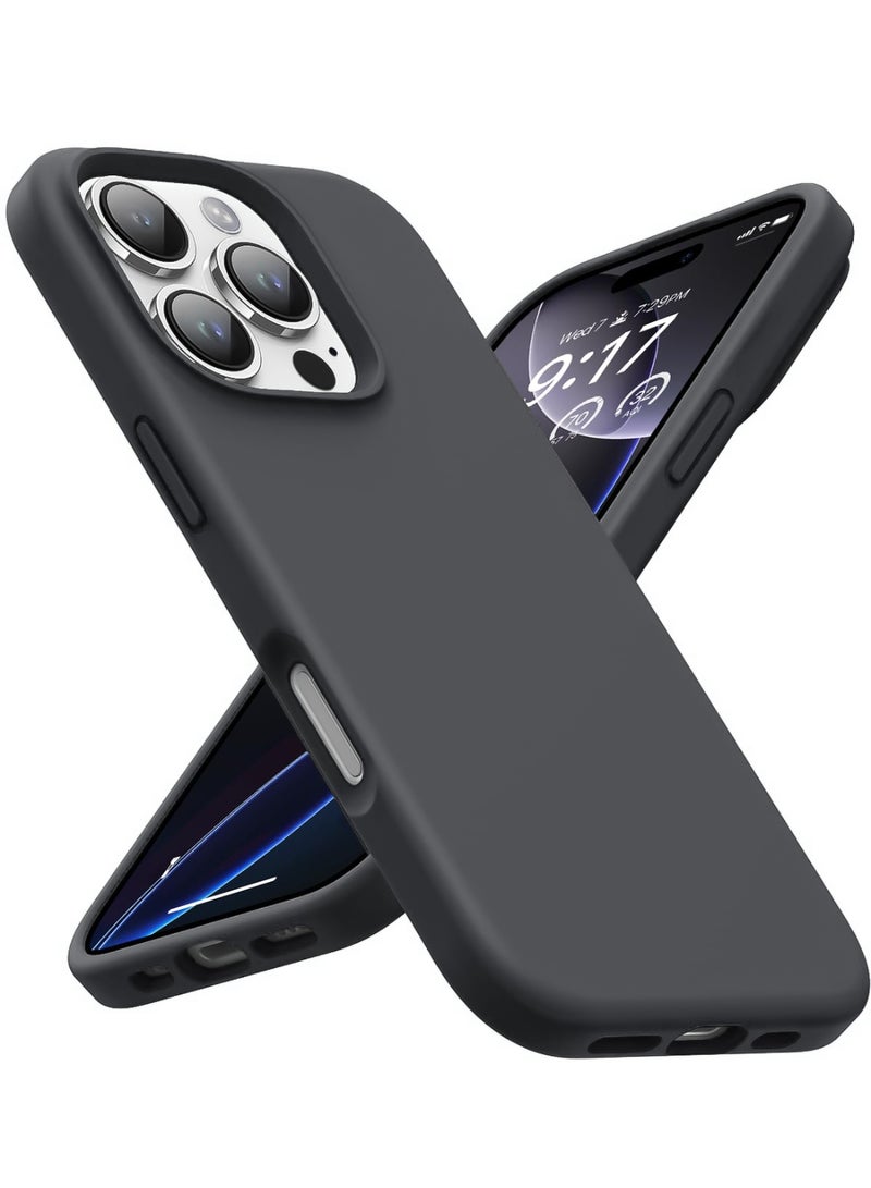 Compatible with iPhone 16 Pro Case 6.3 Inch Slim Liquid Silicone 4 Layers Soft Gel Rubber Shockproof Protective Phone Case with Anti Scratch Microfiber Lining (dark gray) - Image 1